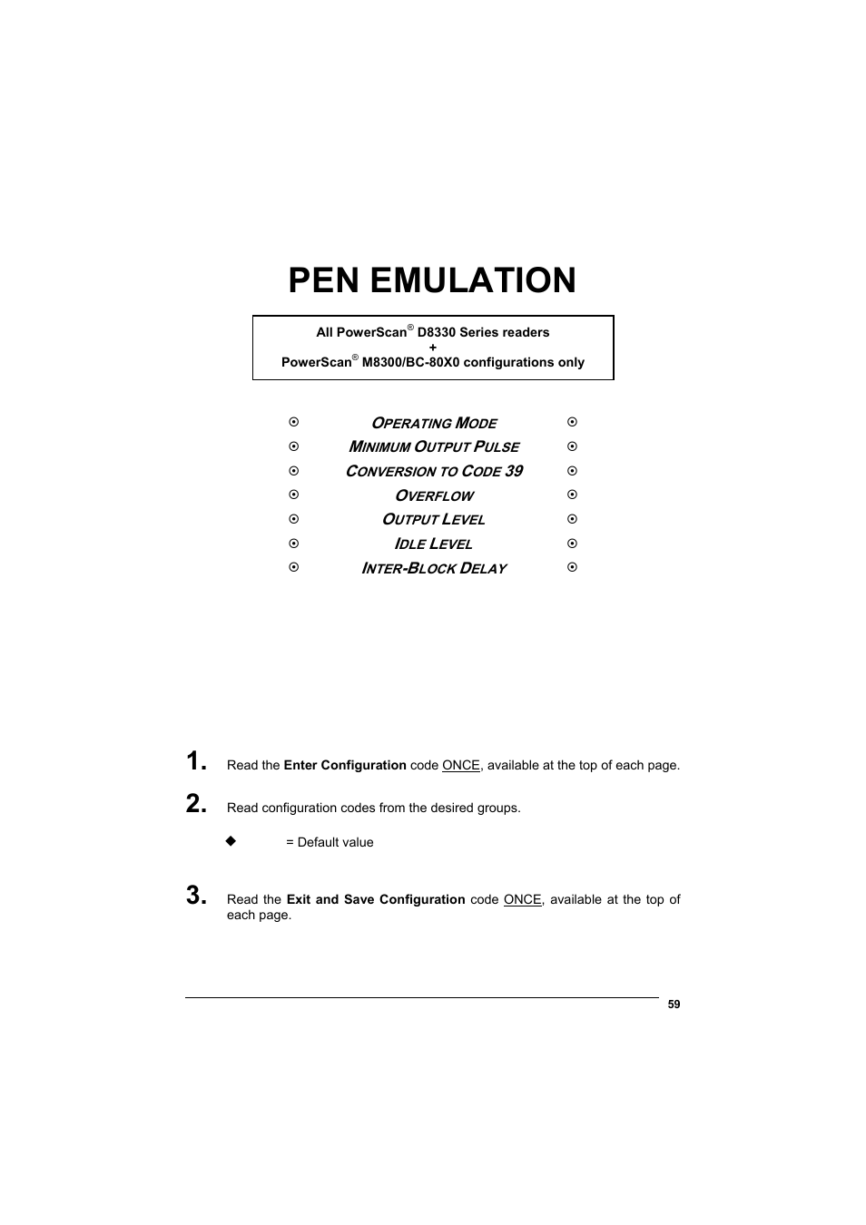 Pen emulation | Datalogic Scanning POWERSCAN D8330 User Manual | Page 67 / 212