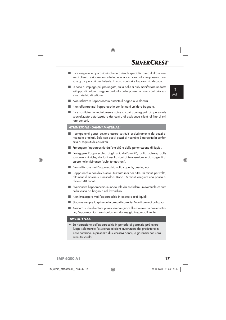 It mt | Silvercrest SMP 6200 A1 User Manual | Page 19 / 62