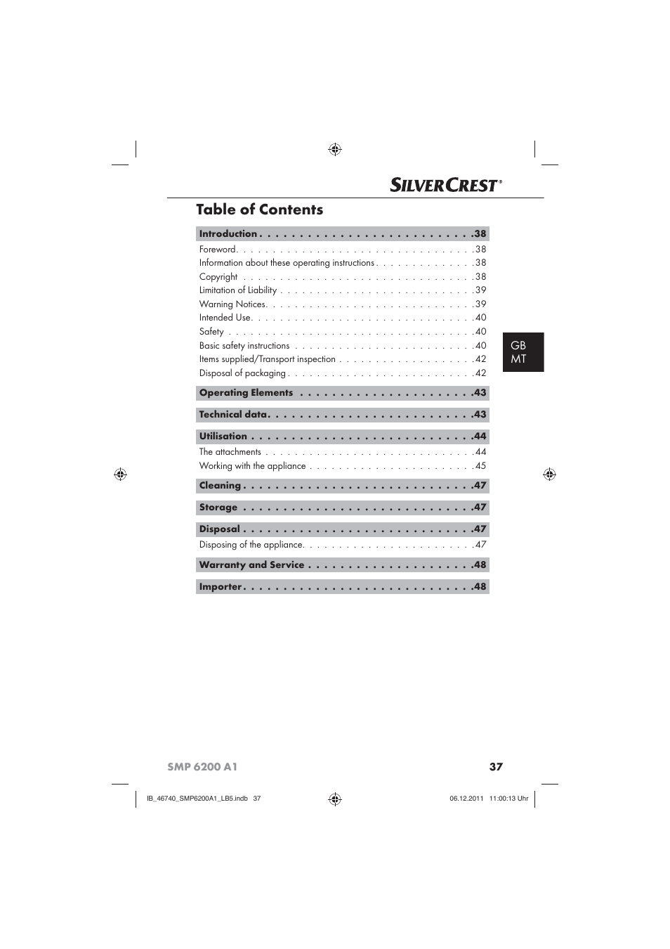 Silvercrest SMP 6200 A1 User Manual | Page 39 / 62