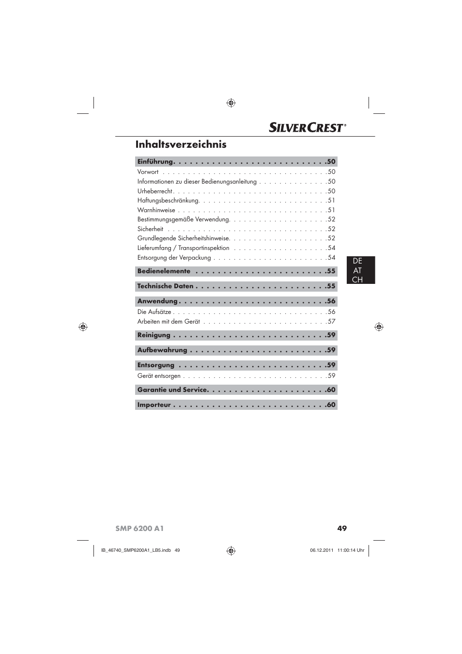 Silvercrest SMP 6200 A1 User Manual | Page 51 / 62