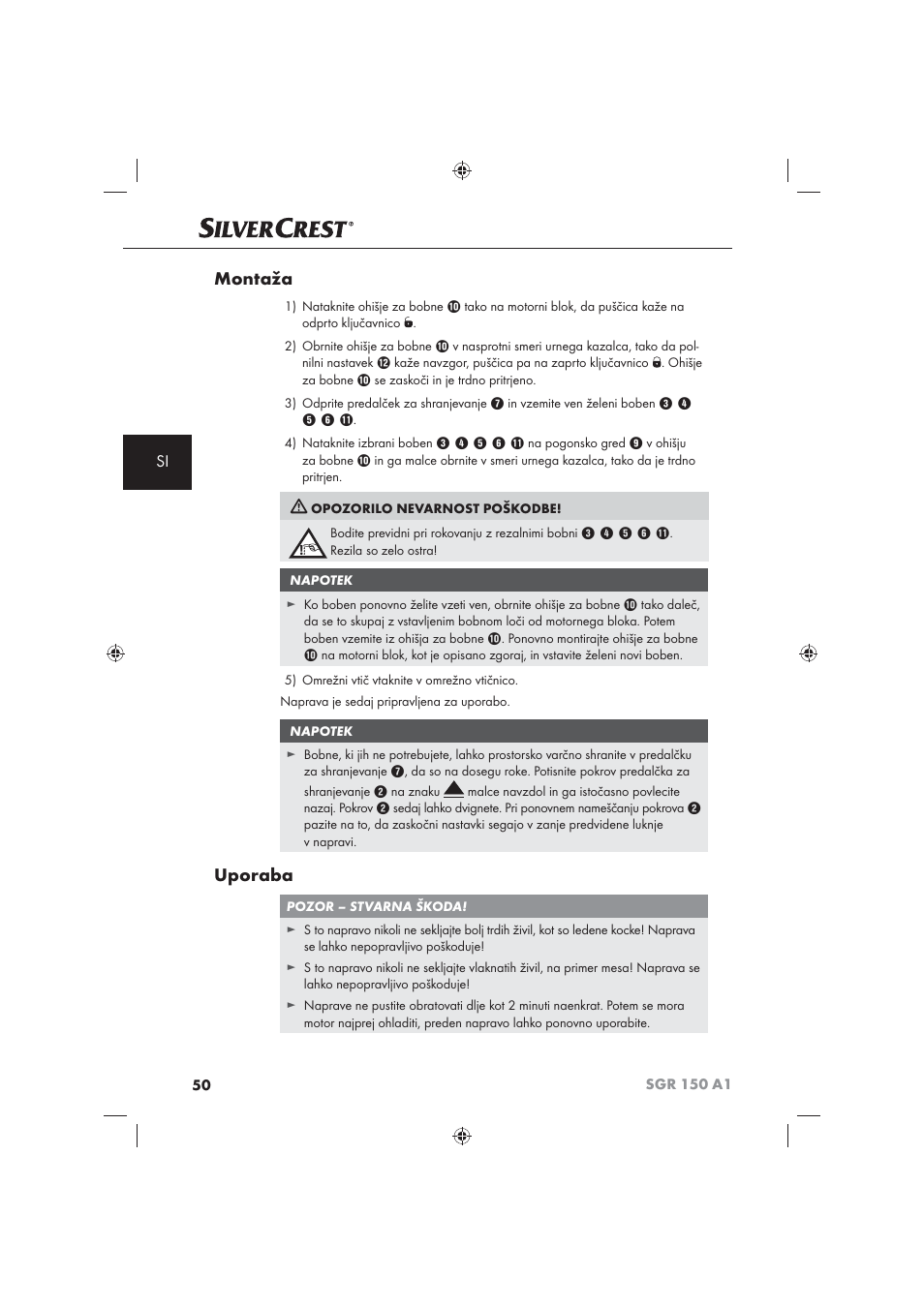Montaža, Uporaba | Silvercrest SGR 150 A1 User Manual | Page 52 / 101