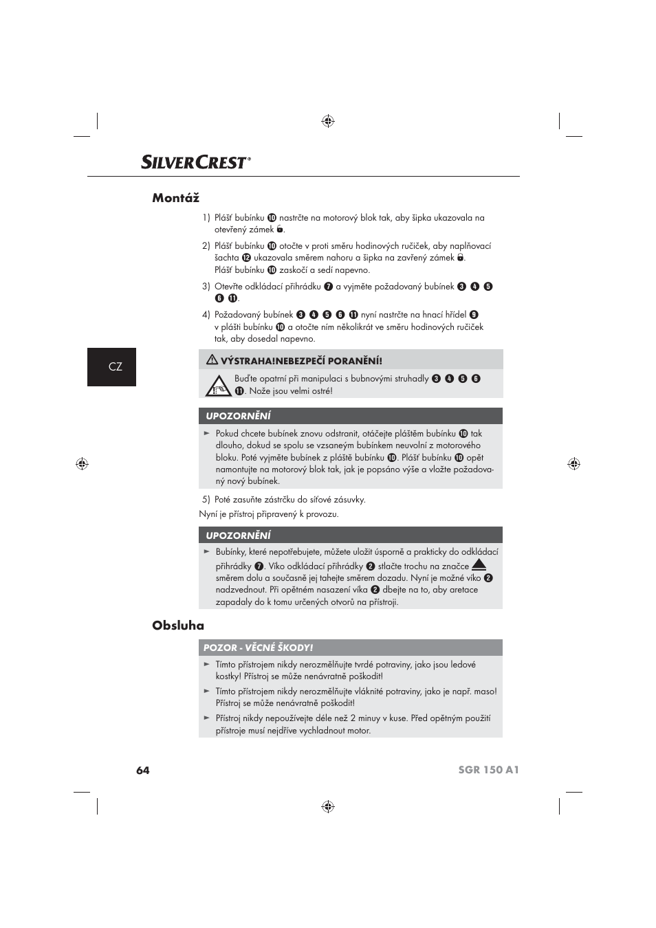 Montáž, Obsluha | Silvercrest SGR 150 A1 User Manual | Page 66 / 101