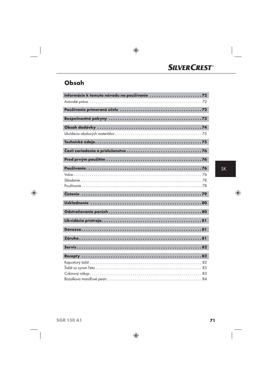 Silvercrest SGR 150 A1 User Manual | Page 73 / 101