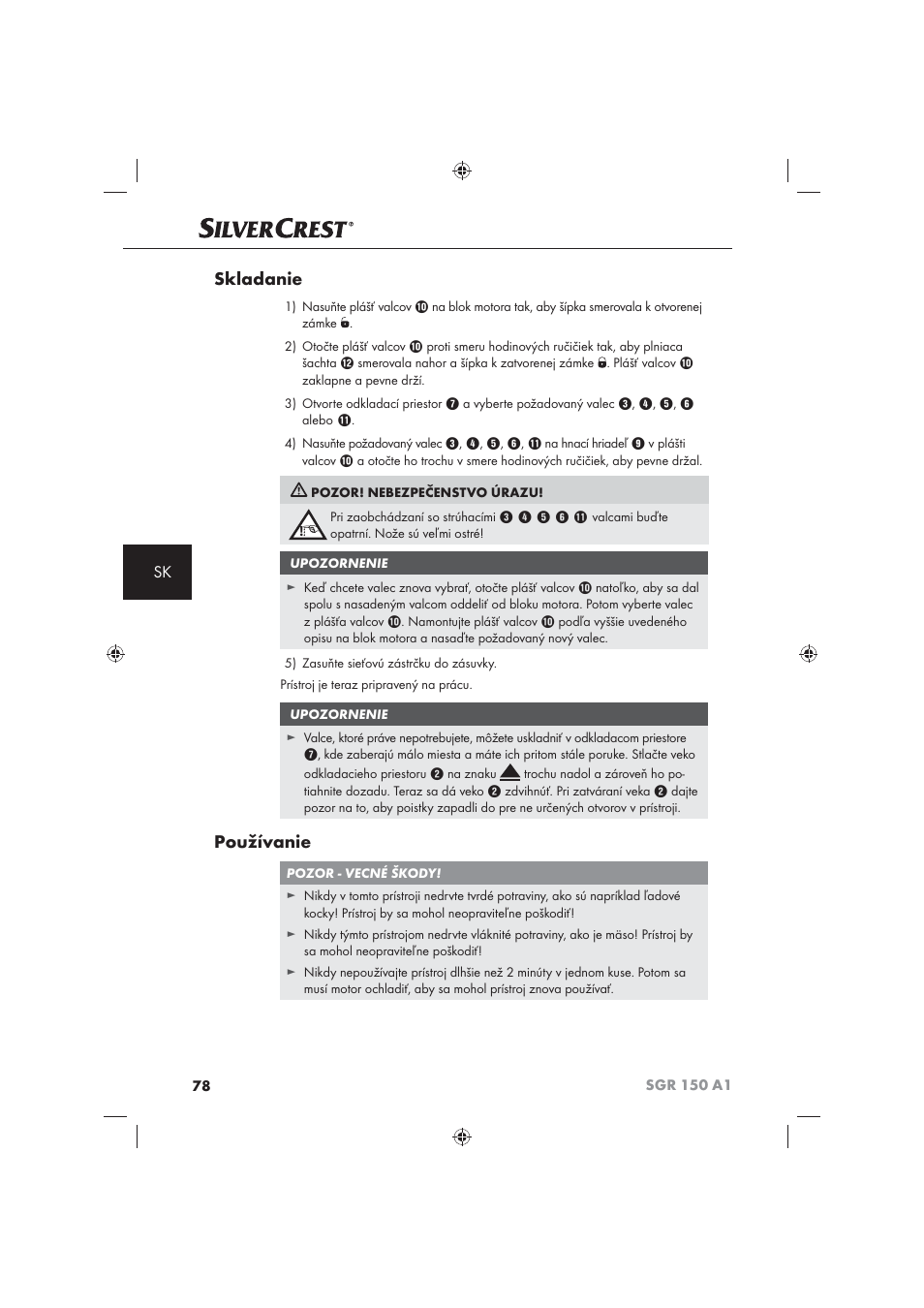 Skladanie, Používanie | Silvercrest SGR 150 A1 User Manual | Page 80 / 101