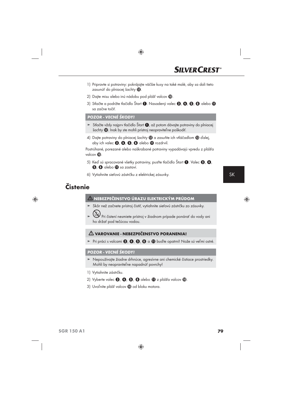 Čistenie | Silvercrest SGR 150 A1 User Manual | Page 81 / 101