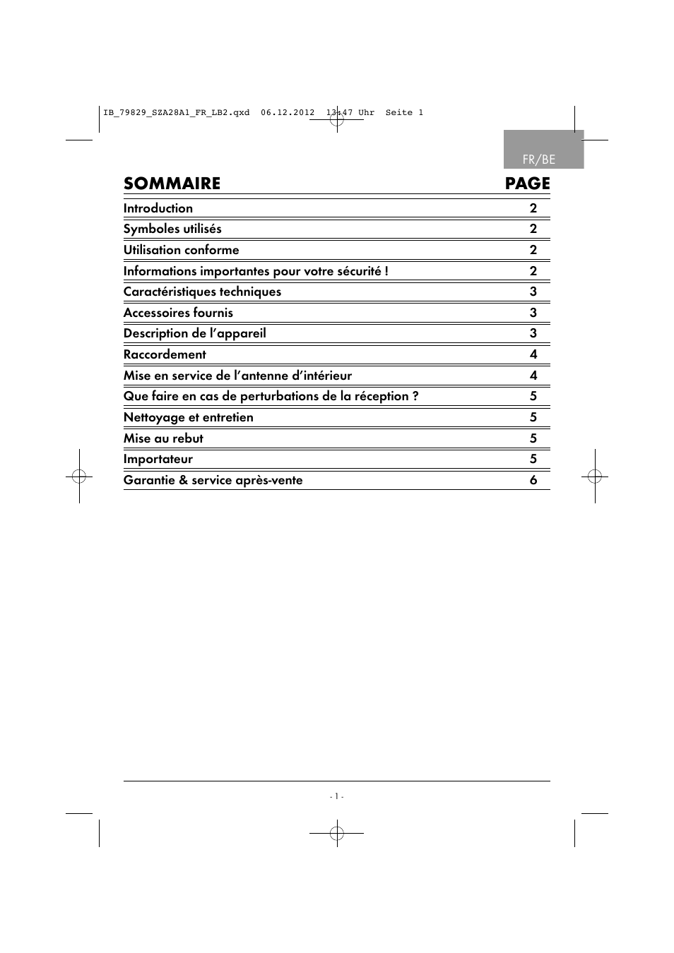 Sommaire page | Silvercrest SZA 28 A1 User Manual | Page 4 / 28