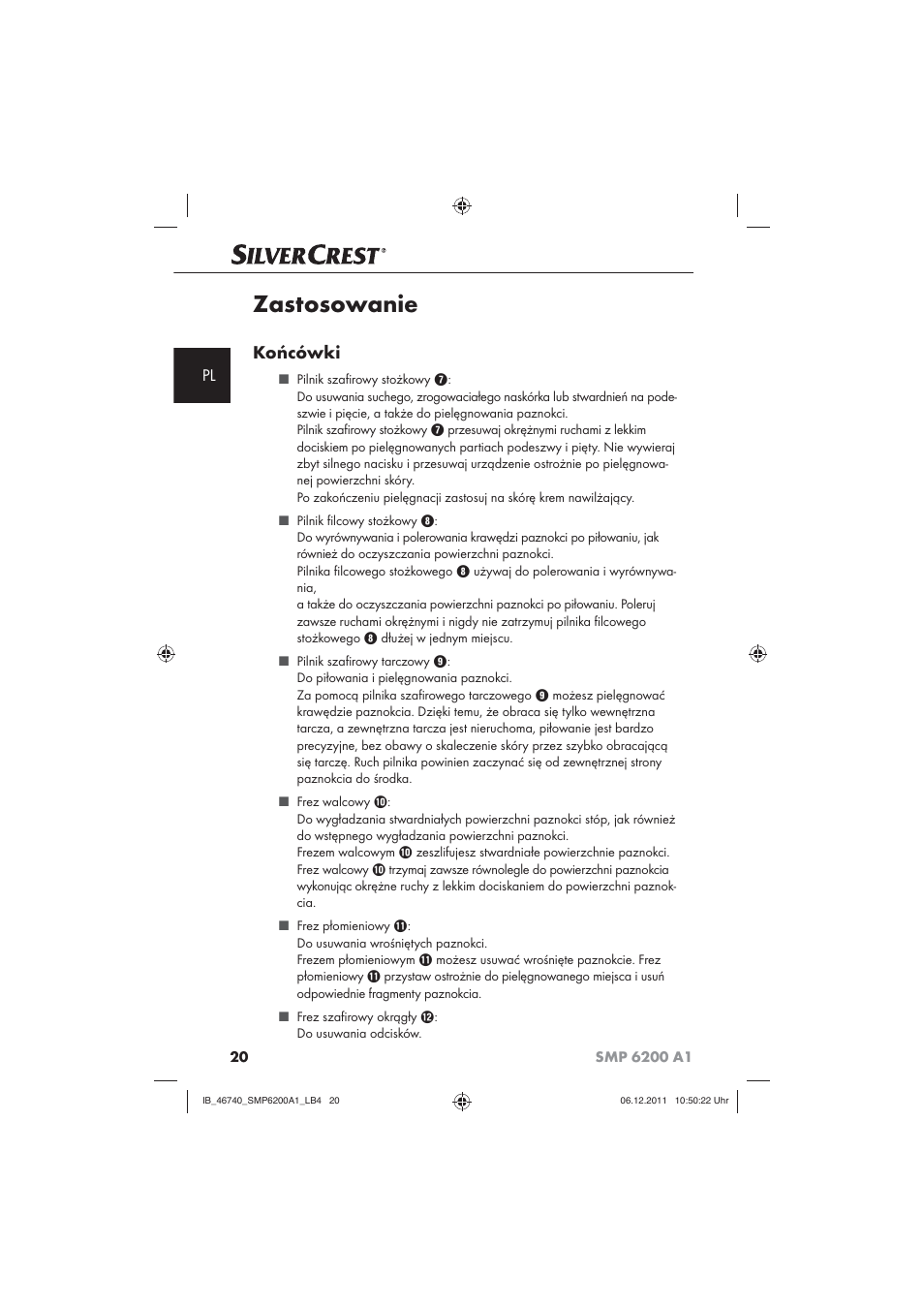 Zastosowanie, Końcówki | Silvercrest SMP 6200 A1 User Manual | Page 22 / 98