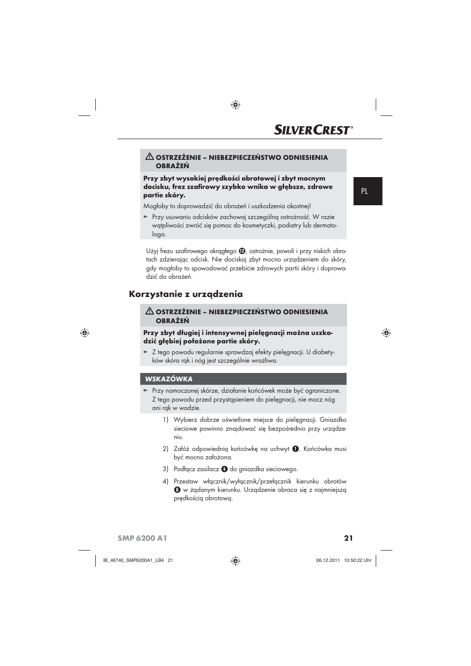 Korzystanie z urządzenia | Silvercrest SMP 6200 A1 User Manual | Page 23 / 98