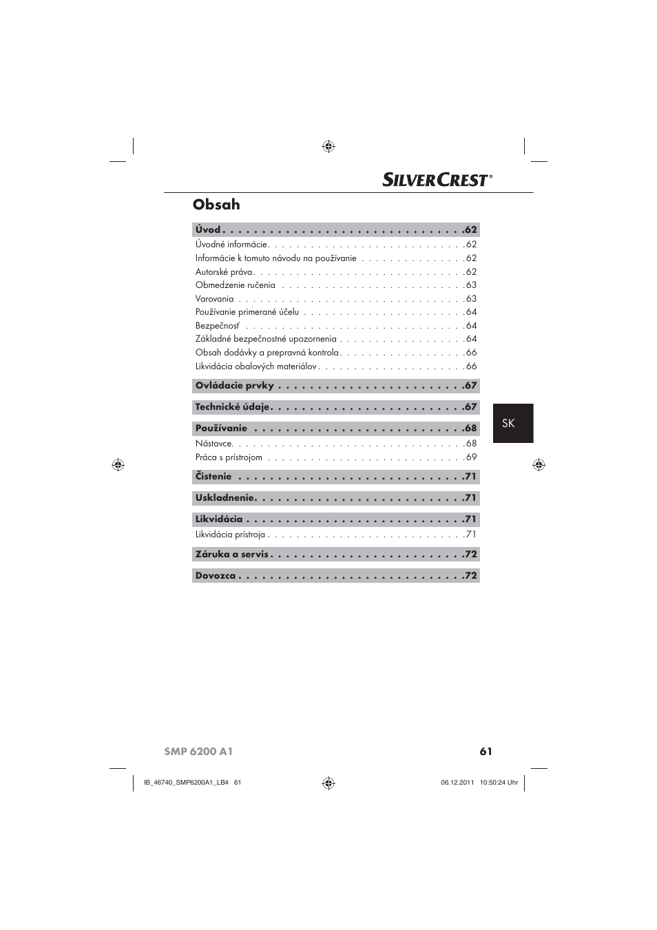 Silvercrest SMP 6200 A1 User Manual | Page 63 / 98