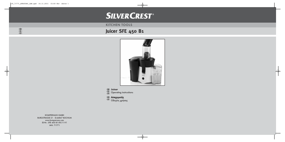 Silvercrest SFE 450 B1 User Manual | 25 pages