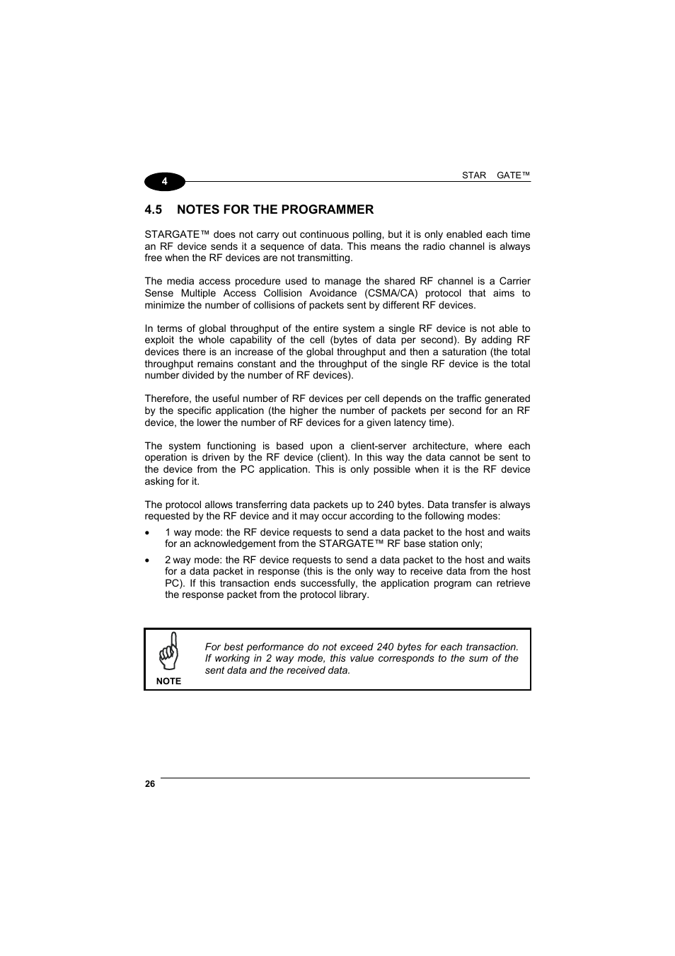 Notes for the programmer, Par. 4.5) | Datalogic Scanning STARGATE User Manual | Page 34 / 39