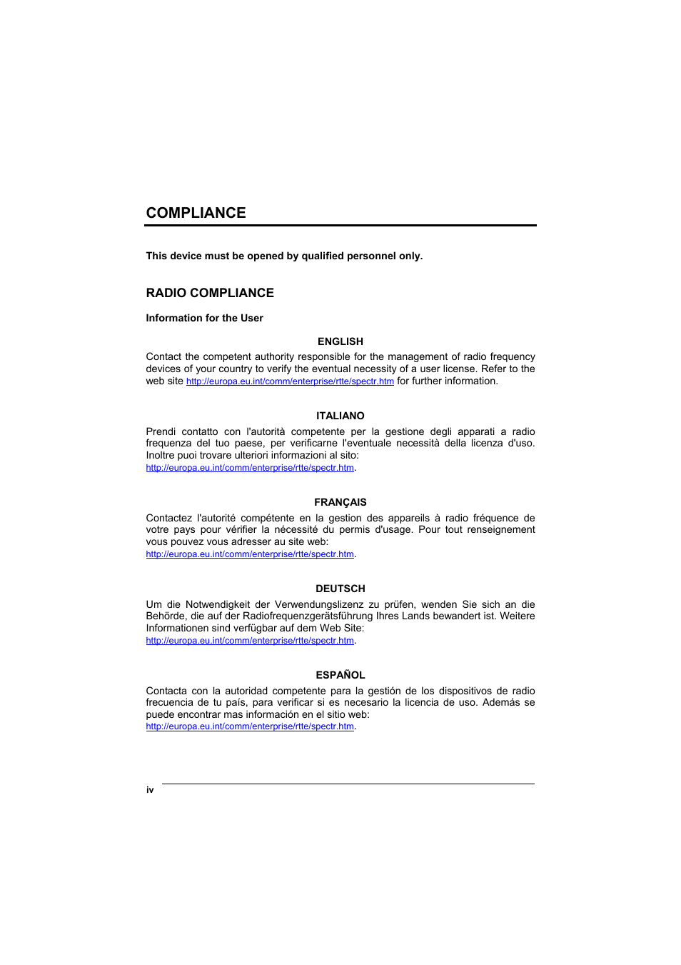 Compliance, Radio compliance | Datalogic Scanning STARGATE User Manual | Page 4 / 39