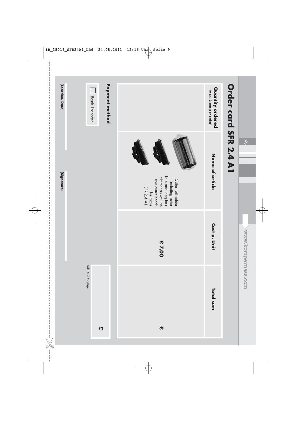 Or der car d sfr 2.4 a1 | Silvercrest SFR 2.4 A1 User Manual | Page 11 / 14