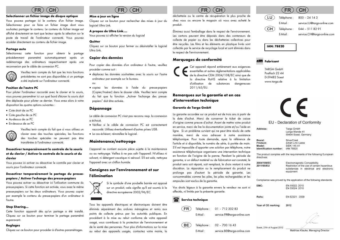 Dépannage, Maintenance/nettoyage, Consignes sur l'environnement et sur l'élimination | Marquages de conformité | Silvercrest SIDK 145 A1 User Manual | Page 4 / 8