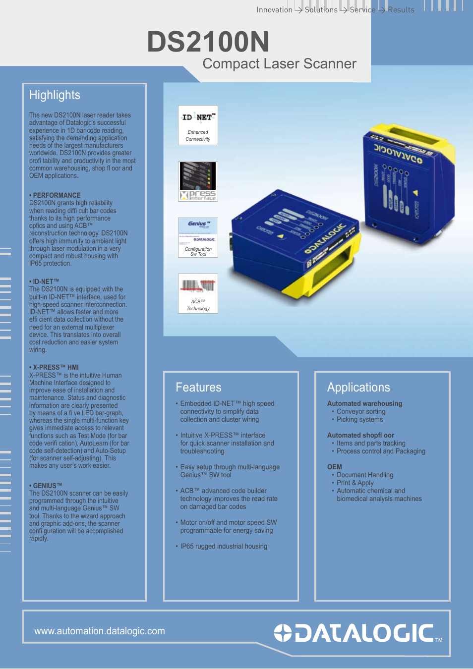 Datalogic Scanning DS2100N User Manual | 2 pages