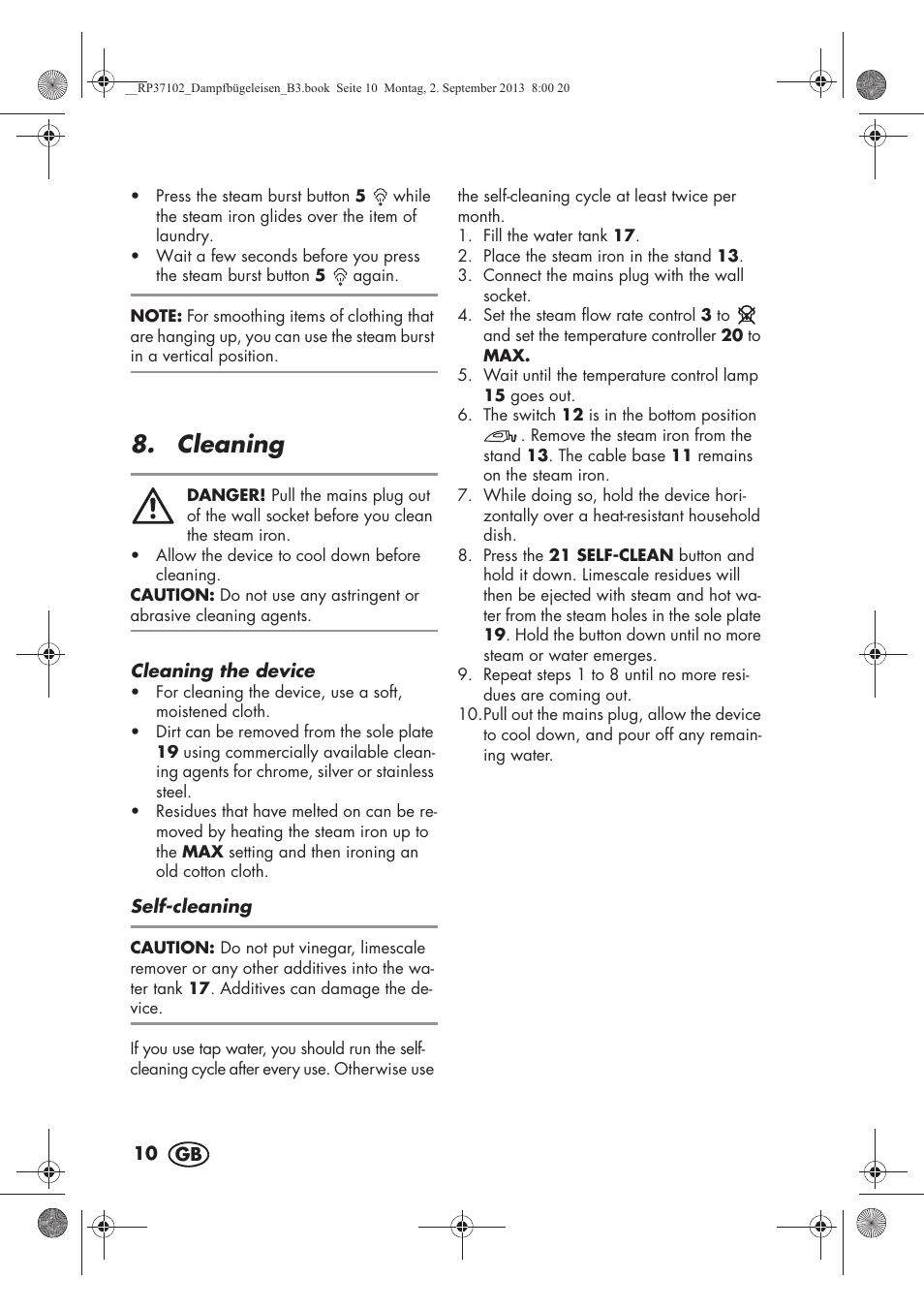 Cleaning | Silvercrest SDBK 2400 C2 User Manual | Page 12 / 98