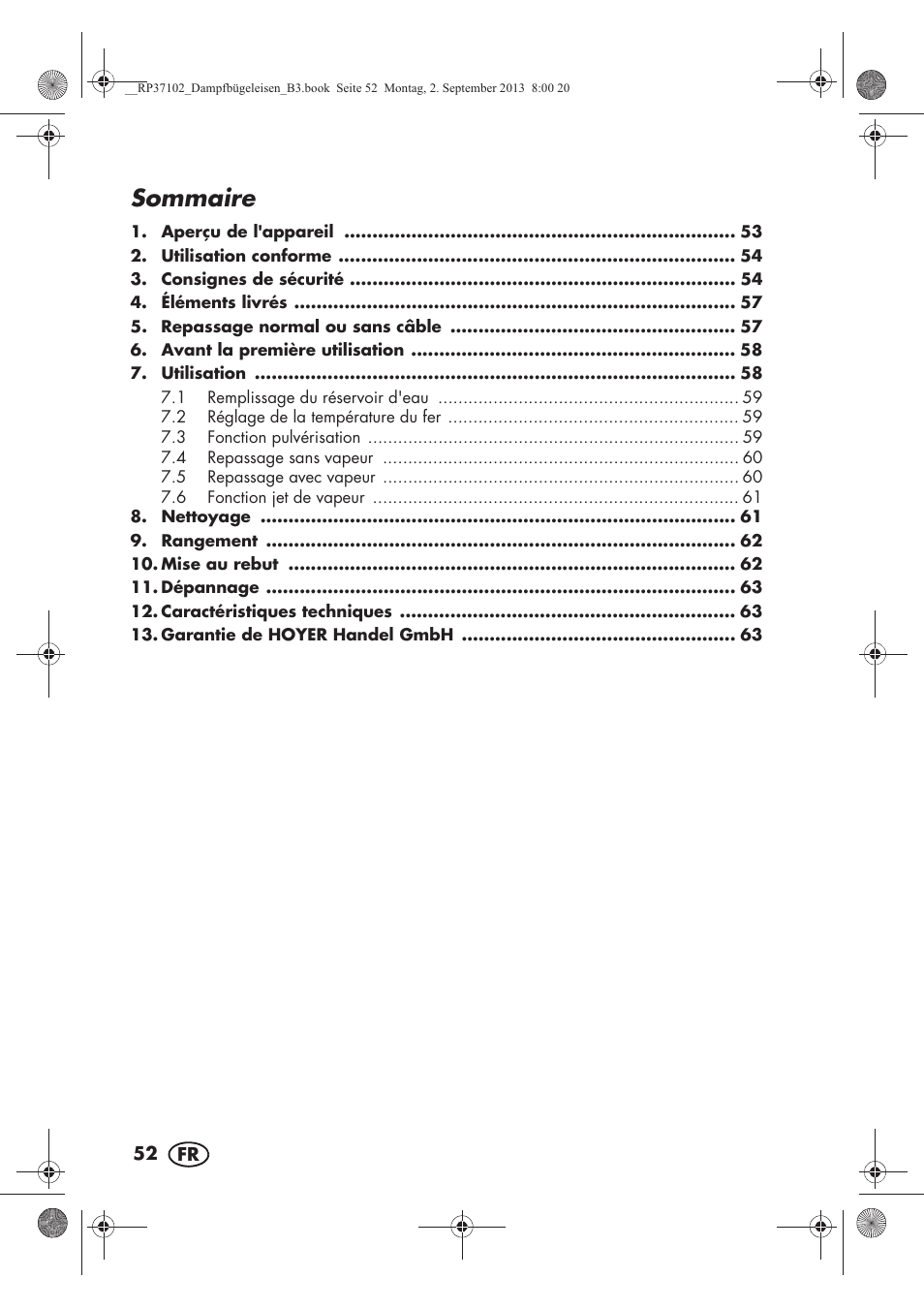 Sommaire | Silvercrest SDBK 2400 C2 User Manual | Page 54 / 98