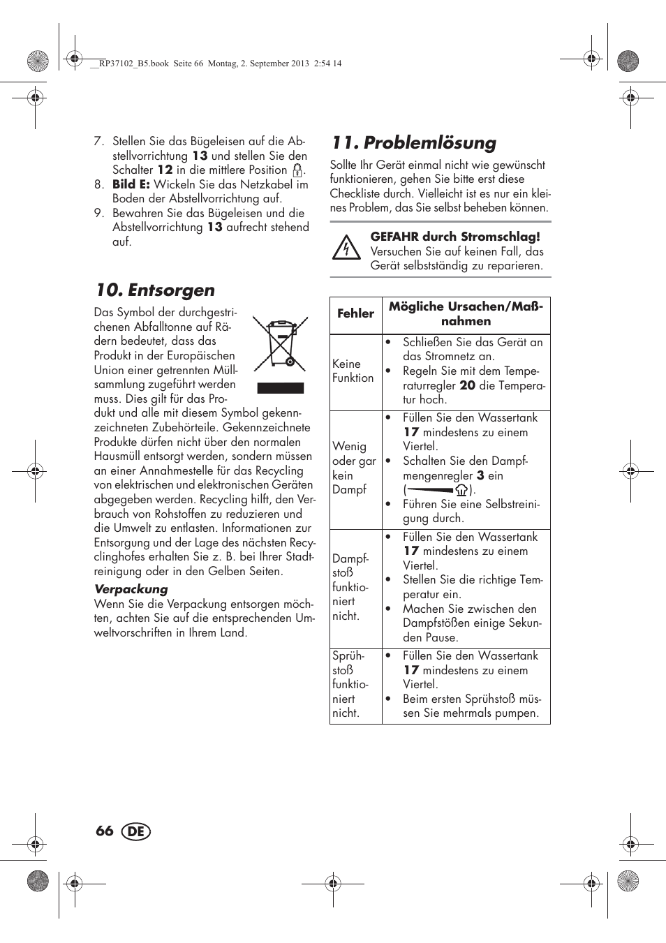 Entsorgen, Problemlösung | Silvercrest SDBK 2400 C2 User Manual | Page 68 / 74