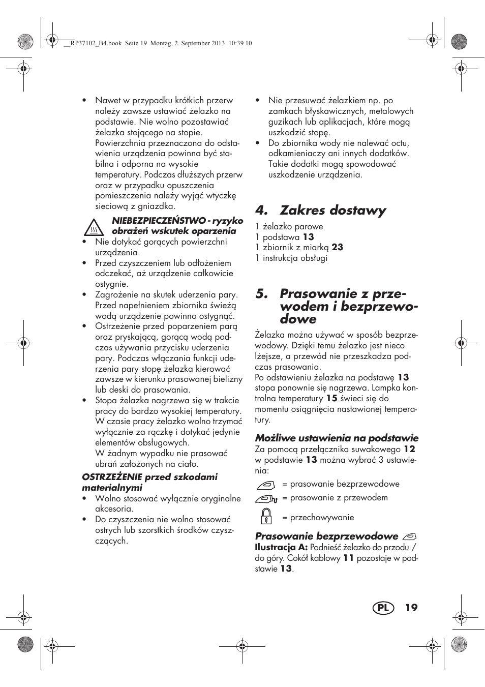 Zakres dostawy, Prasowanie z prze- wodem i bezprzewo- dowe | Silvercrest SDBK 2400 C2 User Manual | Page 21 / 94