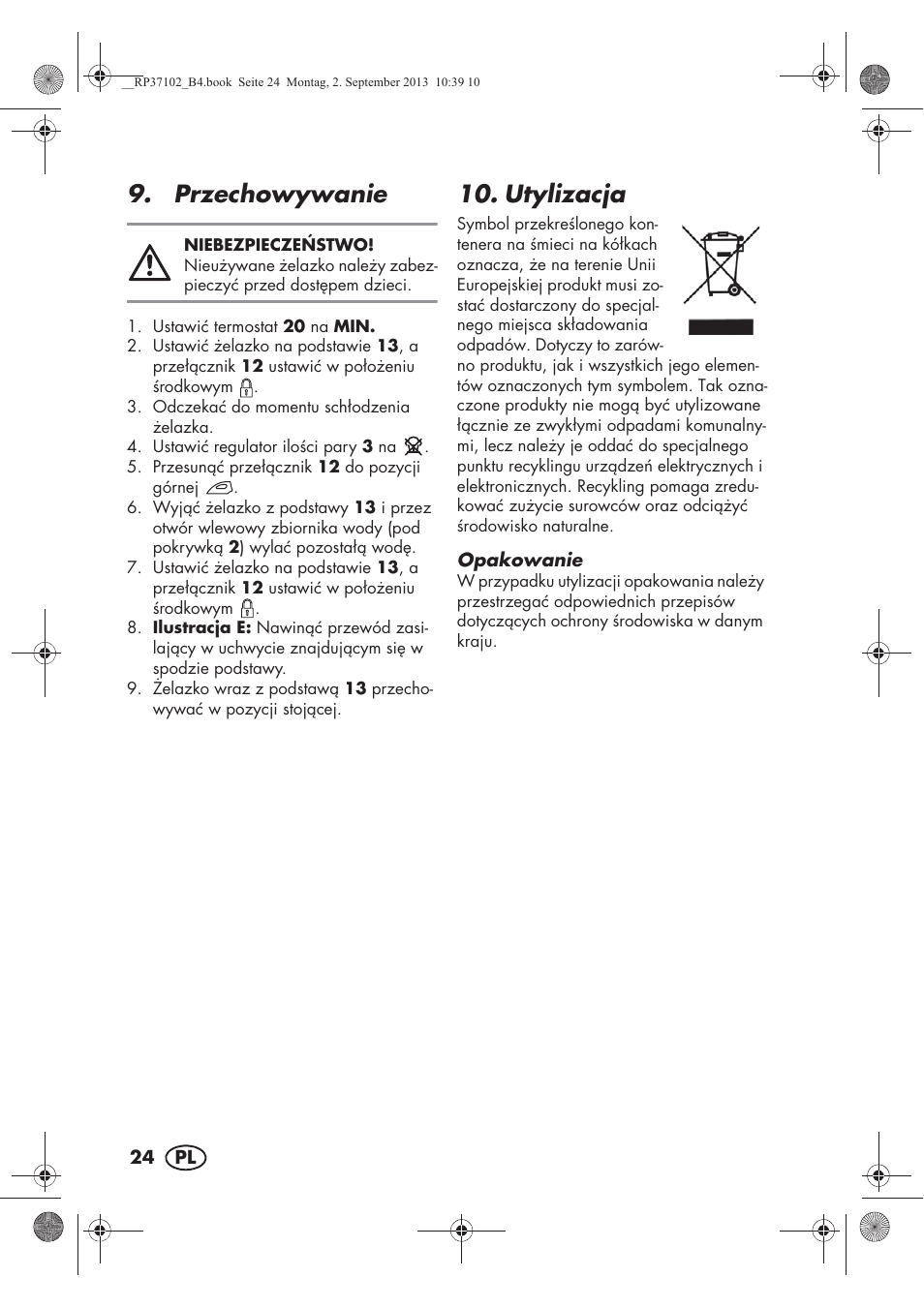 Przechowywanie, Utylizacja | Silvercrest SDBK 2400 C2 User Manual | Page 26 / 94