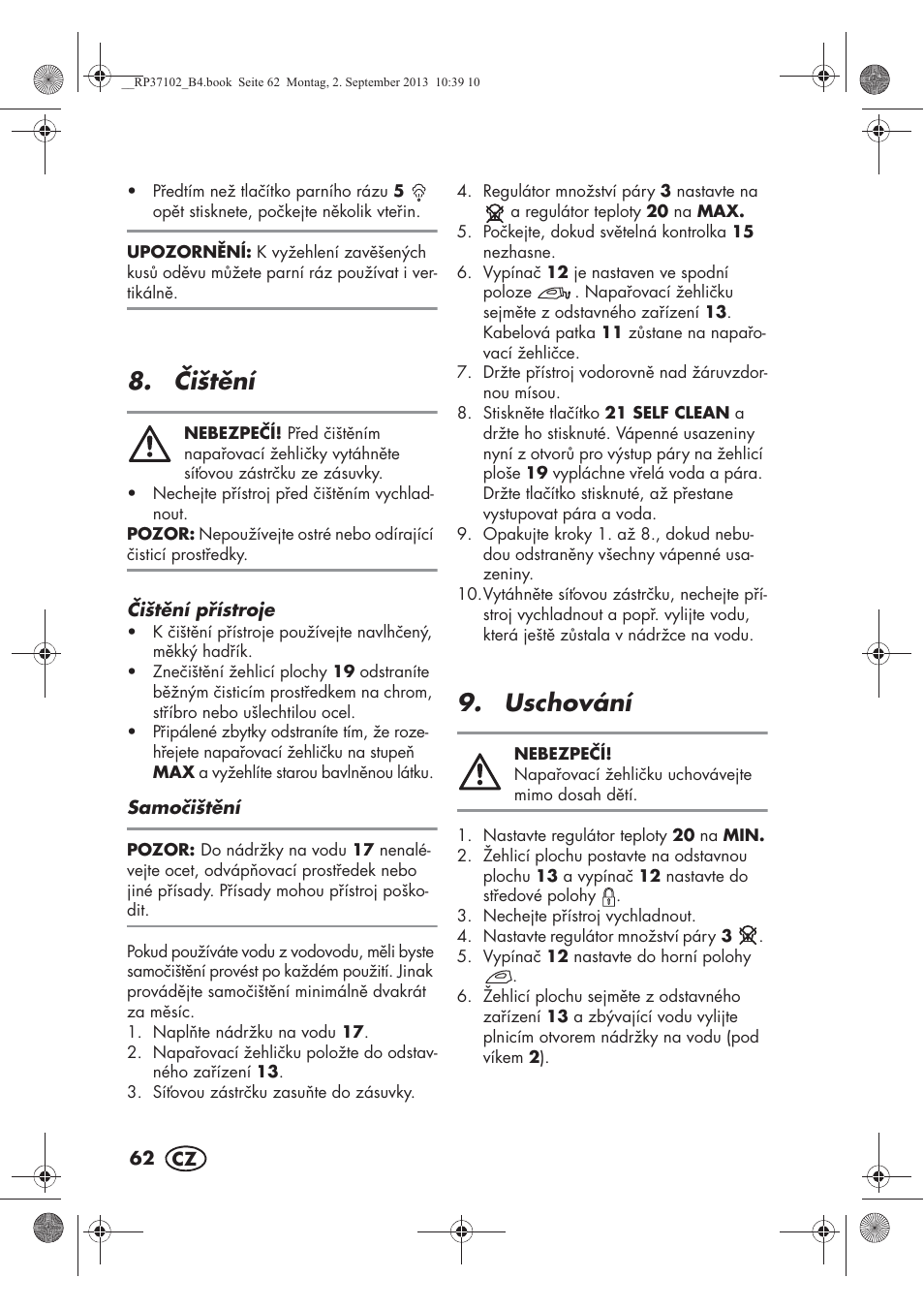 ištní, Uschování | Silvercrest SDBK 2400 C2 User Manual | Page 64 / 94