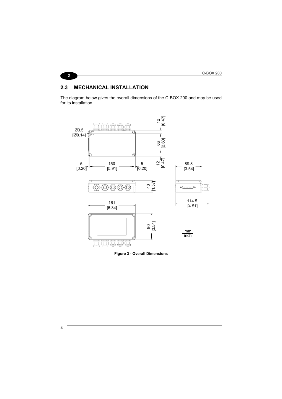 Mechanical installation, Ph 2.3, 3 mechanical installation | Datalogic Scanning C-BOX 200 User Manual | Page 12 / 28