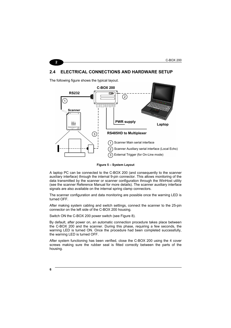 Electrical connections and hardware setup, N. see par. 2.4, R 2.4 | 4 electrical connections and hardware setup | Datalogic Scanning C-BOX 200 User Manual | Page 14 / 28