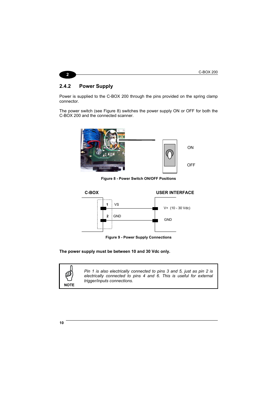 Power supply, 2 power supply | Datalogic Scanning C-BOX 200 User Manual | Page 18 / 28