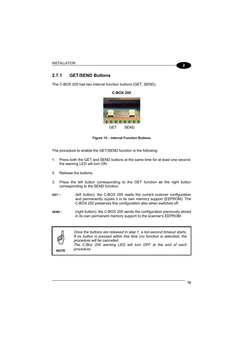 Get/send buttons | Datalogic Scanning C-BOX 200 User Manual | Page 23 / 28