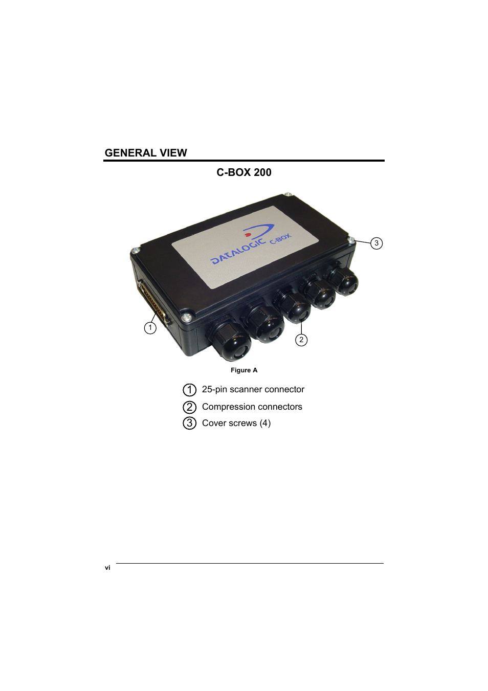 General view, General view c-box 200 | Datalogic Scanning C-BOX 200 User Manual | Page 6 / 28