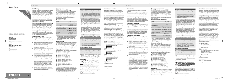 Silvercrest SLM 11 B2 User Manual | 2 pages