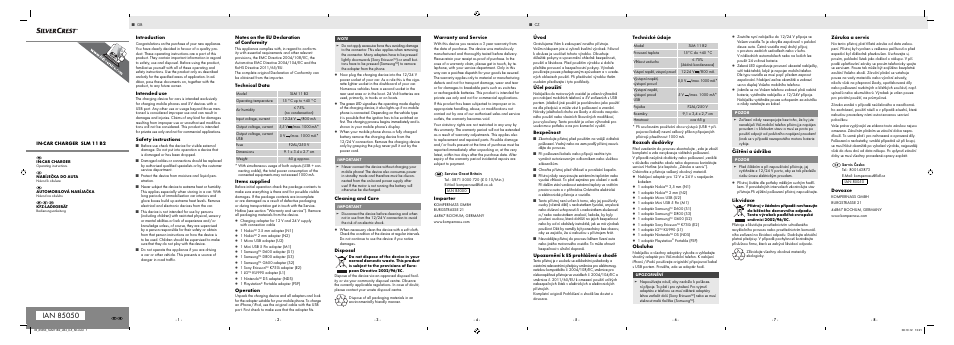 Silvercrest SLM 11 B2 User Manual | 2 pages