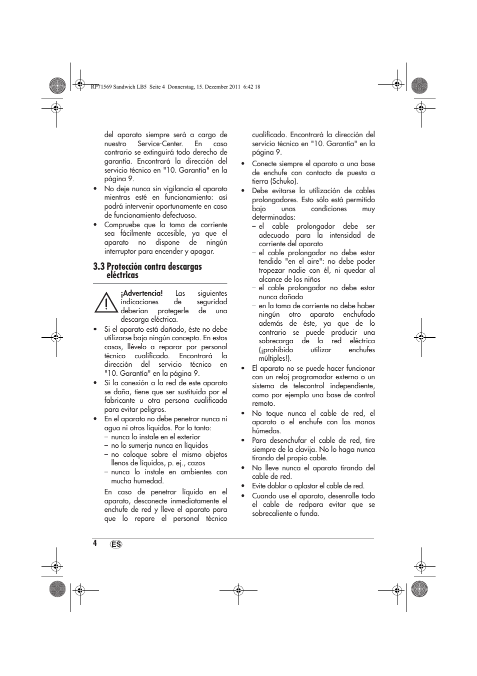 3 protección contra descargas eléctricas | Silvercrest SSWMD 750 A1 User Manual | Page 6 / 46