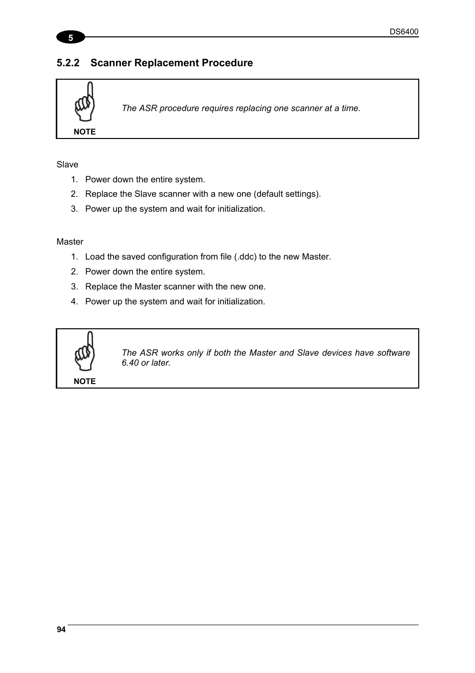 Scanner replacement procedure | Datalogic Scanning DS6400 User Manual | Page 110 / 122