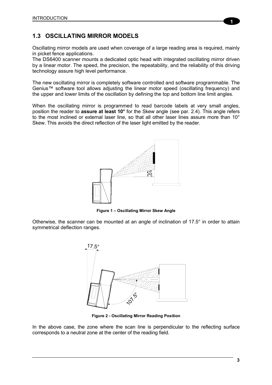 Oscillating mirror models | Datalogic Scanning DS6400 User Manual | Page 19 / 122