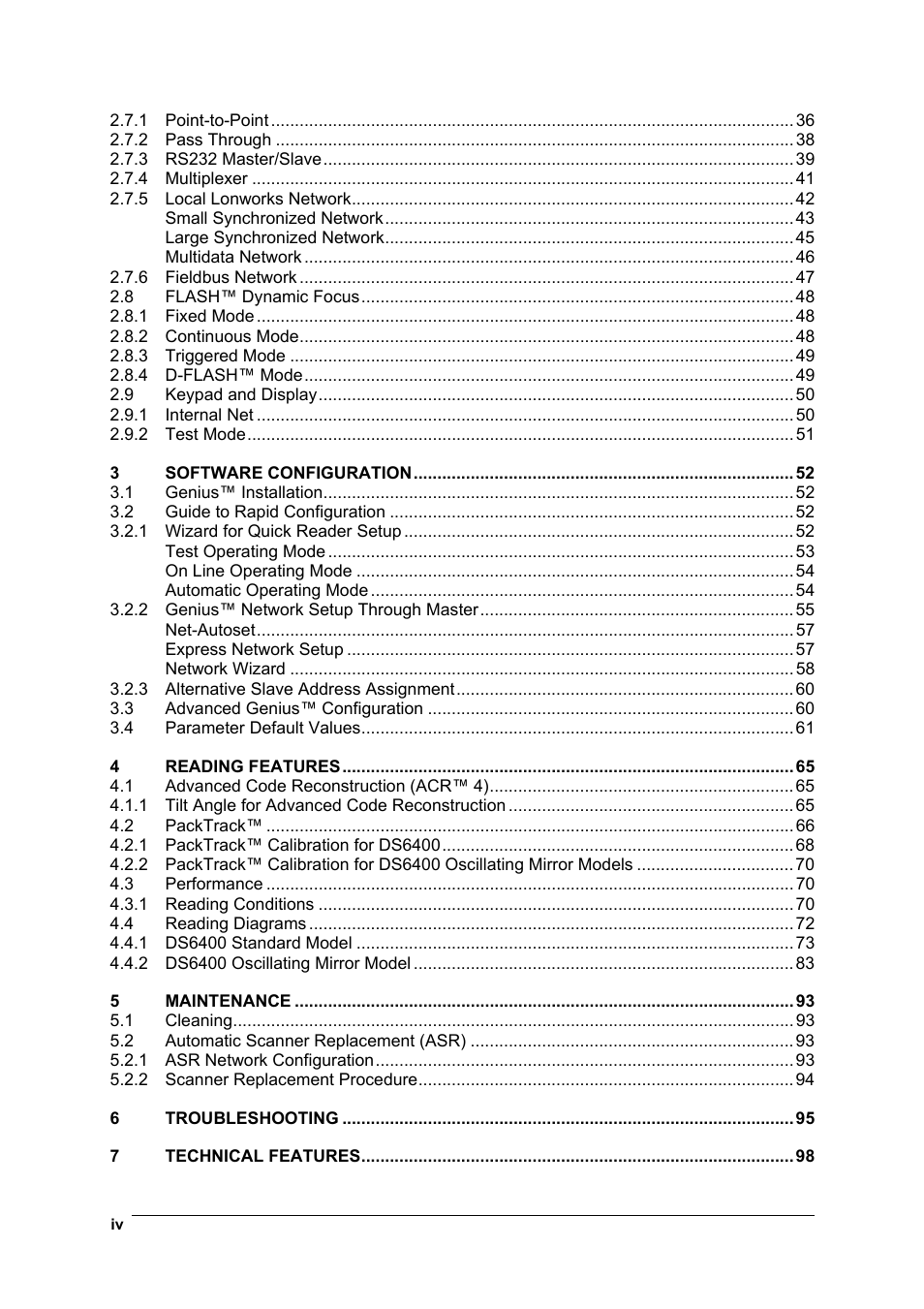 Datalogic Scanning DS6400 User Manual | Page 4 / 122