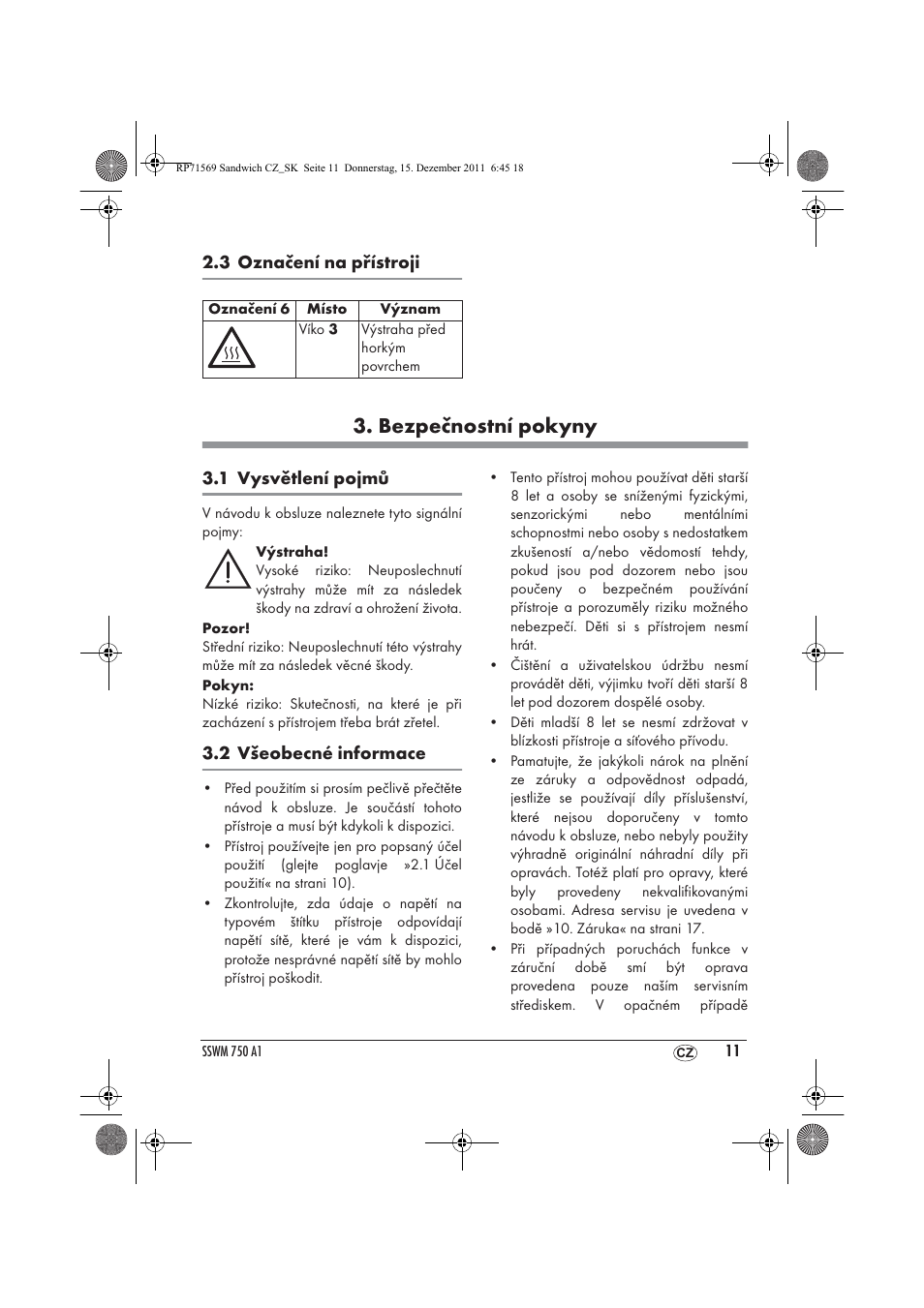 Bezpečnostní pokyny | Silvercrest SSWMD 750 A1 User Manual | Page 13 / 38