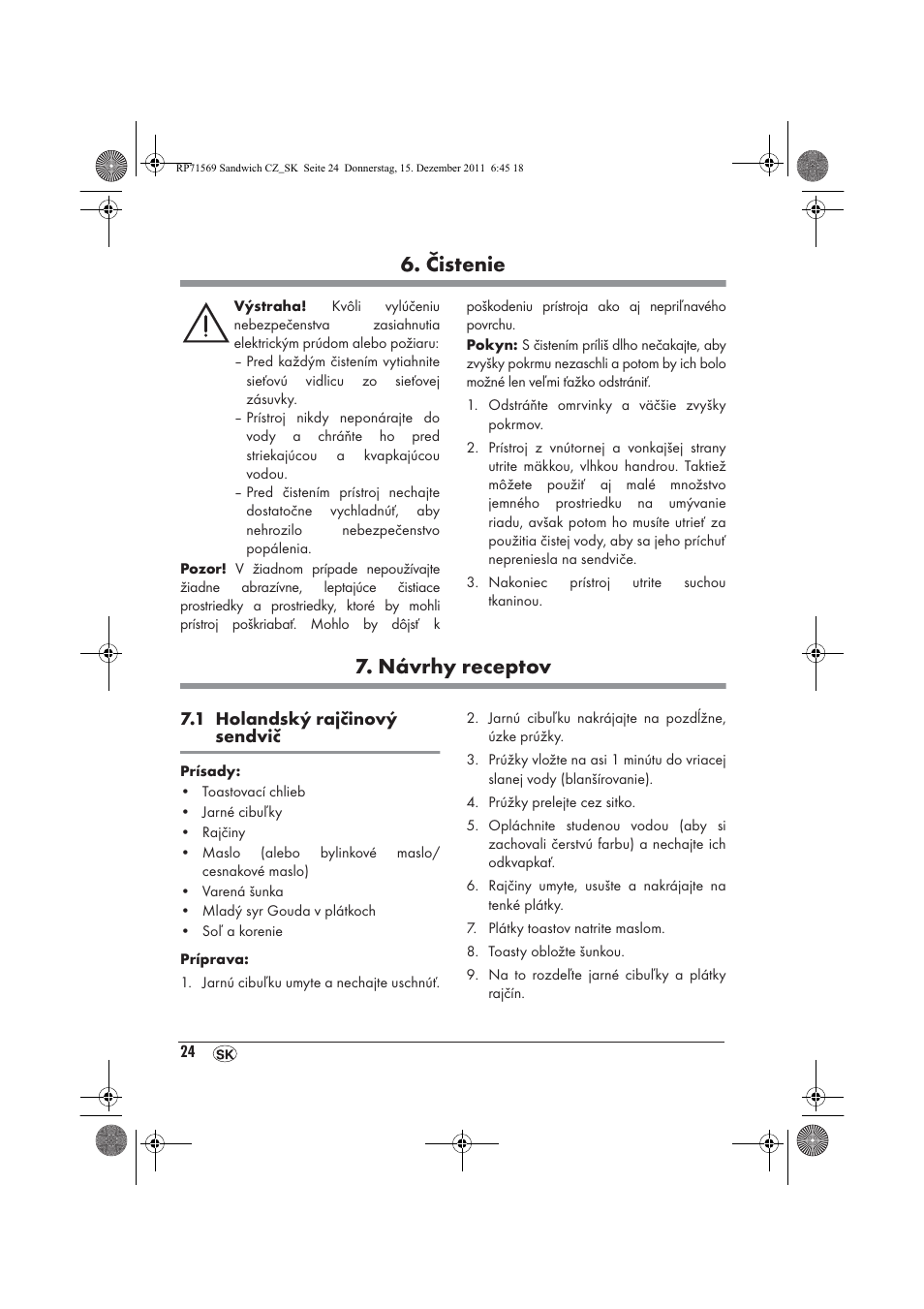 Čistenie, Návrhy receptov | Silvercrest SSWMD 750 A1 User Manual | Page 26 / 38