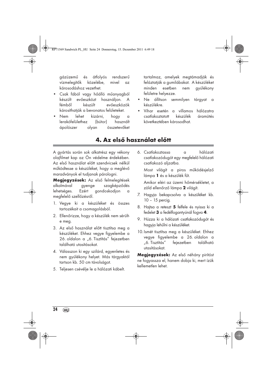 Az első használat előtt | Silvercrest SSWMD 750 A1 User Manual | Page 26 / 42