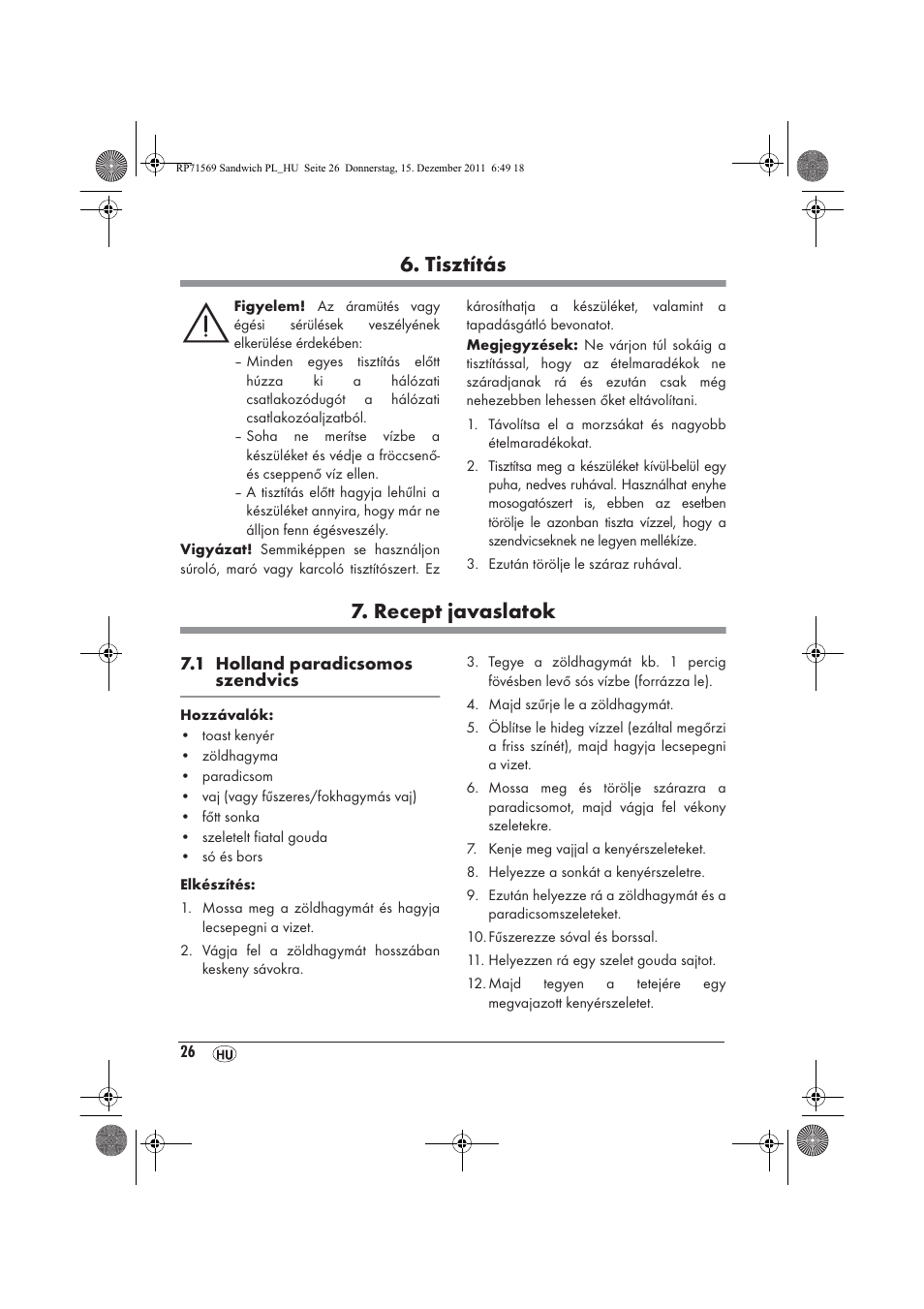 Tisztítás, Recept javaslatok | Silvercrest SSWMD 750 A1 User Manual | Page 28 / 42