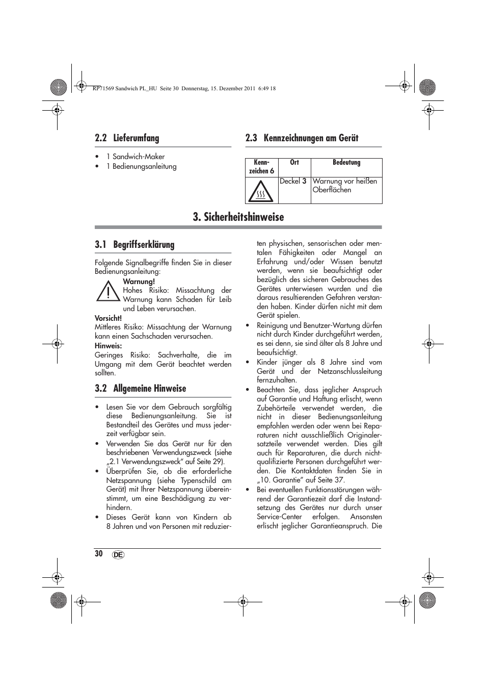 Sicherheitshinweise, 2 lieferumfang, 3 kennzeichnungen am gerät | 1 begriffserklärung, 2 allgemeine hinweise | Silvercrest SSWMD 750 A1 User Manual | Page 32 / 42