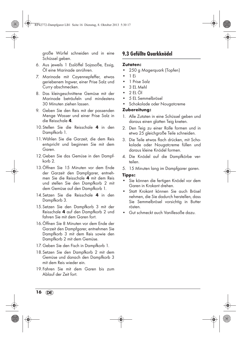 3 gefüllte quarkknödel | Silvercrest SDG 800 B2 User Manual | Page 18 / 98