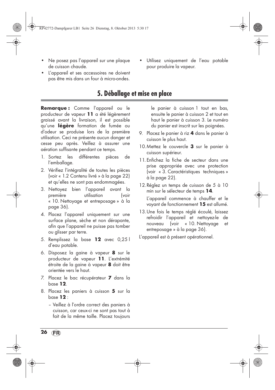 Déballage et mise en place | Silvercrest SDG 800 B2 User Manual | Page 28 / 98