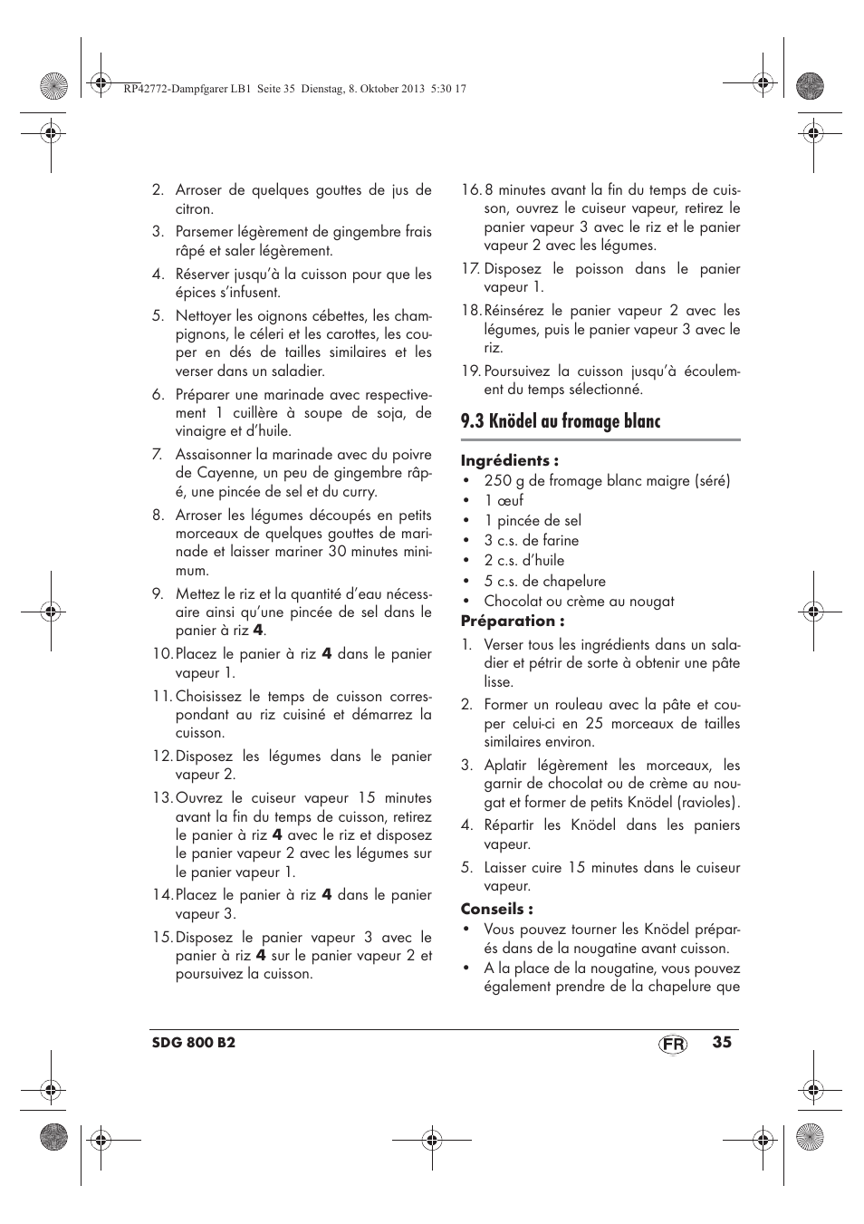 3 knödel au fromage blanc | Silvercrest SDG 800 B2 User Manual | Page 37 / 98