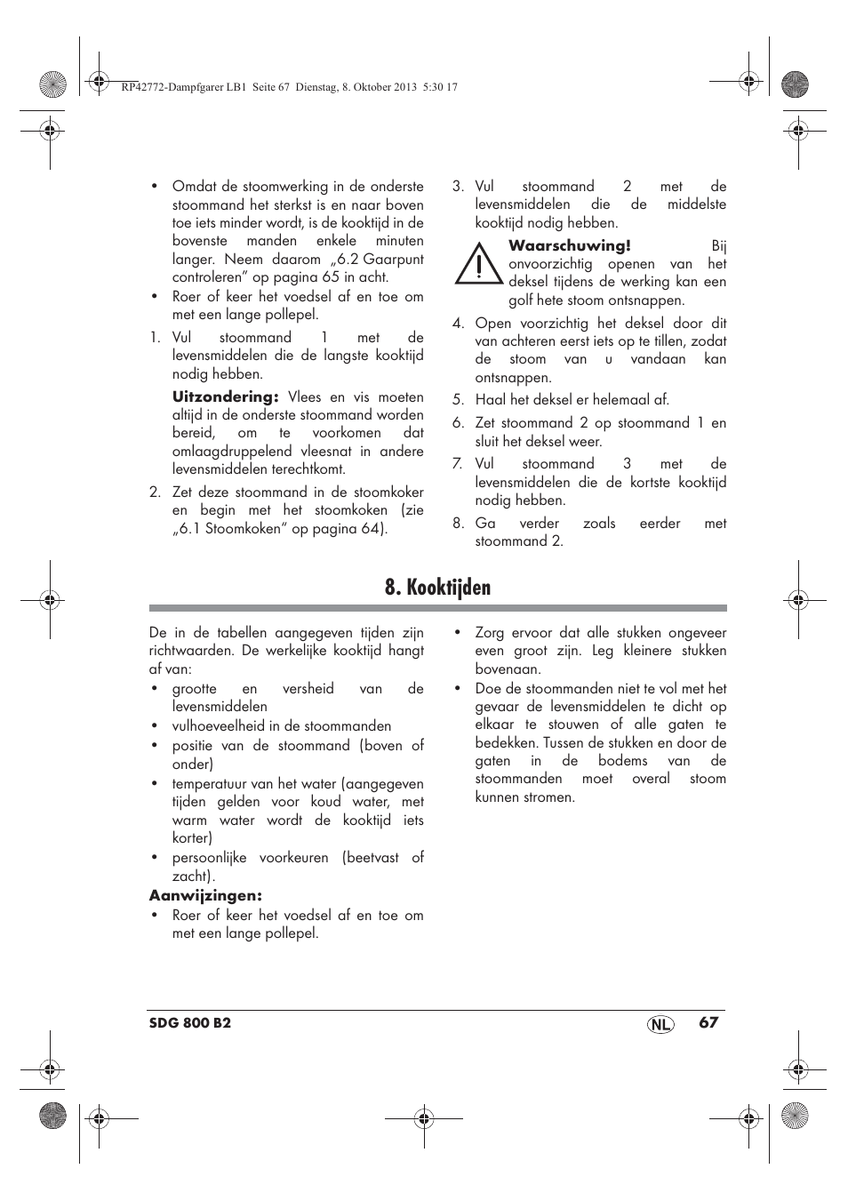 Kooktijden | Silvercrest SDG 800 B2 User Manual | Page 69 / 98