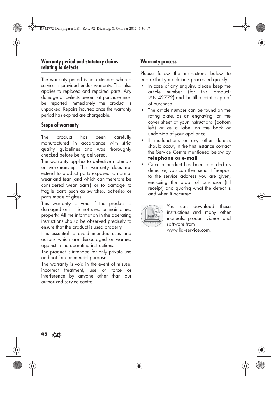 Silvercrest SDG 800 B2 User Manual | Page 94 / 98