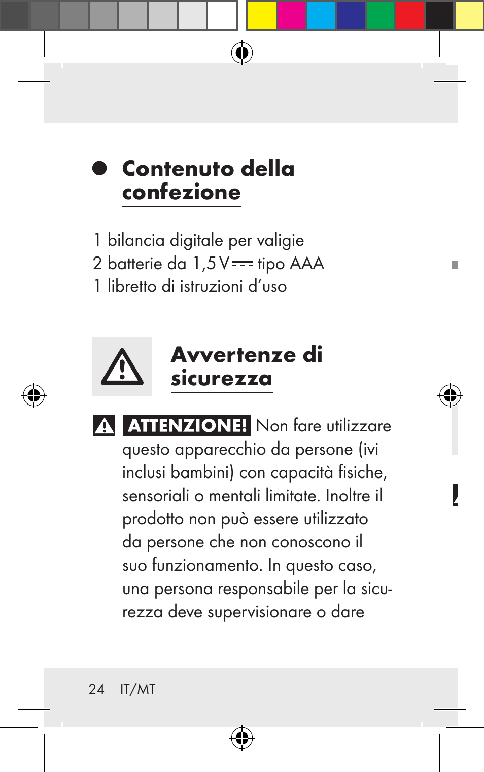 Contenuto della confezione, Avvertenze di sicurezza, Indicazioni di sicurezza relative alle batterie | Silvercrest Z31123 User Manual | Page 24 / 84