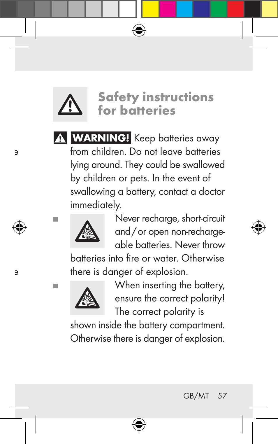 Safety instructions, Safety instructions for batteries | Silvercrest Z31123 User Manual | Page 57 / 84