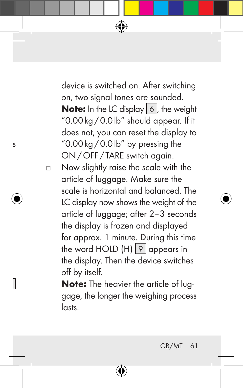 Operation weighing | Silvercrest Z31123 User Manual | Page 61 / 84