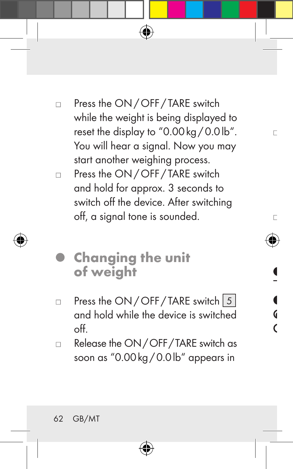 Changing the unit of weight, Troubleshooting | Silvercrest Z31123 User Manual | Page 62 / 84